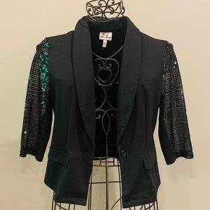 True Freedom Black sequin blazer size L